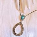 Jessica Simpson Jewelry | 2/$20 Jessica Simpson Turquoise Pendant Necklace | Color: Blue/Gold | Size: See Description