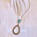 Jessica Simpson Jewelry | 2/$20 Jessica Simpson Turquoise Pendant Necklace | Color: Blue/Gold | Size: See Description