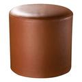 XBCDX Leather Upholstered Round Pouf Ottoman,pouffe Footstool Solid Wood Leather Living Room Coffee Table Small Bench-brown 33x33x34cm(13x13x13inch)