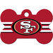 San Francisco 49ers NFL Bone Personalized Engraved Pet ID Tag, Large, Red / White