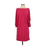 Jessica Simpson Casual Dress - DropWaist Boatneck 3/4 sleeves: Pink Print Dresses - Women's Size 4