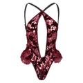 Women's Velvet Morello Cherry Bodysuit Red Extra Small Belle-Et-Bonbon