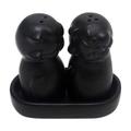 Wildon Home® Nahun Handmade Bright Felines Ceramic Salt & Pepper Shaker Set Ceramic in Black | 3.5 H x 2 W in | Wayfair