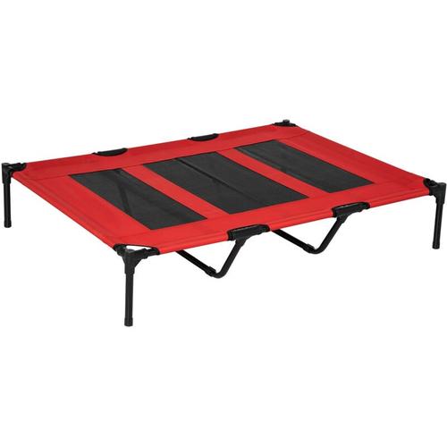 Pawhut - Hundebett, faltbar, Outdoor-Hundebett, erhöhter Stand, 122 cm x 92 cm x 23 cm, Rot +