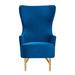 Wingback Chair - Everly Quinn 30 inches Wide Velvet Wingback Chair Velvet in Blue | 51 H x 30 W x 34 D in | Wayfair