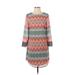 Speechless Casual Dress - Shift Crew Neck 3/4 sleeves: Orange Chevron/Herringbone Dresses - Women's Size 5