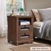 Nightstand with Charging Station, 18'' Industrial & Farmhouse End Table with 2 Drawers &Open Cubby