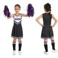 iiniim Kids Cheer leader Dress with Stockings Poms Cheerleading Uniform Halloween Costume