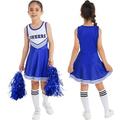 iiniim Kids Cheer leader Dress with Stockings Poms Cheerleading Uniform Halloween Costume