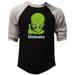 Men s Alien Finger Humans F174 Black/Gray Raglan Baseball T-Shirt Medium