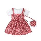 Rovga Toddler Girl Dress Clothes Short Sleeve Cartoon Floral Prints Summer Beach Sundress Party Dresses Princess Dresss Clothes