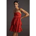 Anthropologie Dresses | Anthropologie Maeve Strapless Lace Mini Dress New Nwt Size Medium Red Anthro | Color: Red | Size: M