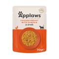 12x70g Chicken with Pumpkin Broth Pouches Applaws Wet Cat Food