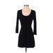 Soma Casual Dress - A-Line Scoop Neck 3/4 sleeves: Black Print Dresses - Women's Size X-Small