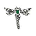 Gemondo Emerald & Marcasite 925 Sterling Silver Dragonfly Brooch