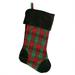 The Holiday Aisle® 19" Christmas Traditions Woven Plaid & Velvet Stocking Polyester in Red/Green/Yellow | 19 H x 8.5 W in | Wayfair