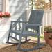 Carey Modern Chevron-Back 300-Lbs Support Acacia Wood Patio Outdoor Rocking Chair, by JONATHAN Y - 22.4"