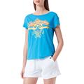 Love Moschino Womens Boxy fit Cotton Jersey T-Shirt, Light Blue, 40