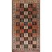 Checkered Bakhtiari Persian Vintage Area Rug Hand-Knotted Wool Carpet - 4'10"x 9'2"