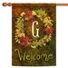 Green and Yellow Fall Wreath Monogram G Outdoor House Flag 28" x 40"