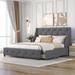 Upholstered Platform Bed with Wingback Tufted Headboard and 4 Drawers