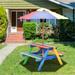 4 Seat Outdoor Kids Picnic Table Bench Set with Removable Umbrella