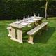 Wooden Garden Picnic Table Bench Set - Tinwell Rounded Picnic Table & Bench Set Design