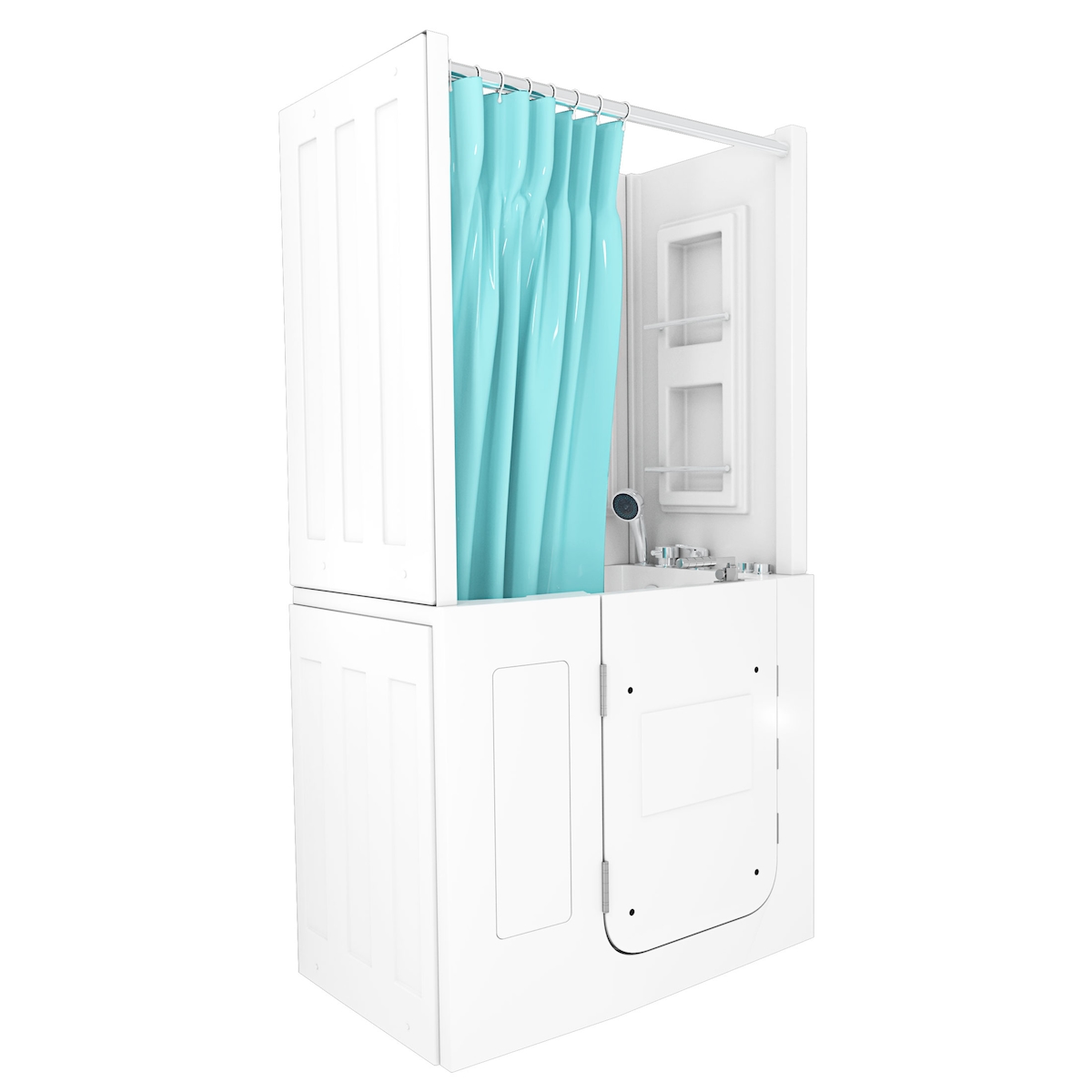 AcquaVapore Seniorendusche und Kombination Wanne mit Whirlpool S08D-WP-C-L 110x68x205cm Image