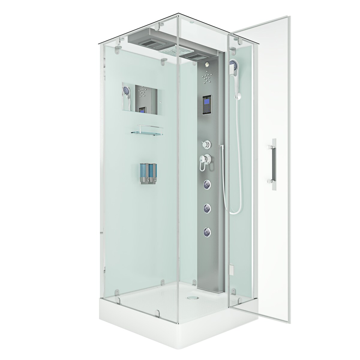 AcquaVapore Duschkabine Komplettdusche Fertigdusche Dusche D38-10R0 90x90 cm ohne 2K Scheiben Versiegelung Image