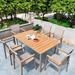 Hokku Designs Ammadis Rectangular 6 - Person 59.06" Long Aluminum Outdoor Dining Set Wood/Plastic/Metal in Brown/Gray | 59.06 W x 35.43 D in | Wayfair