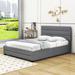 Red Barrel Studio® Mashli Queen Size 2 Drawers Platform Bed w/ Twin Size Trundle Wood & /Upholstered/Linen | 43 H x 65 W x 86 D in | Wayfair