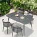 George Oliver Jamas Rectangular 4 - Person 59.1" Long Outdoor Dining Set Stone/Concrete/Plastic in Black/Gray | 59.1 W x 31.5 D in | Wayfair