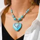 Colliers Bohemian Turquoise Love Coussins pour femmes déclaration de coeur collier pour filles