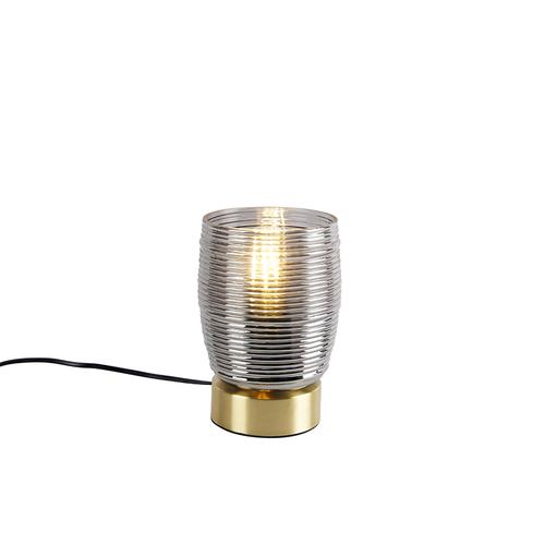 Art Deco Tischlampe Messing mit Rauchglas – Michi