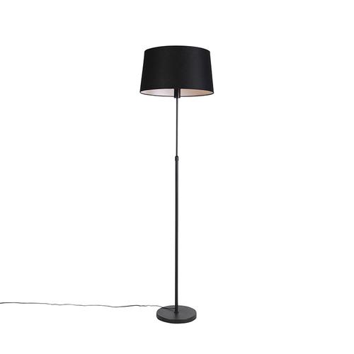 Stehlampe schwarz mit schwarzem Leinenschirm 45cm verstellbar - Parte