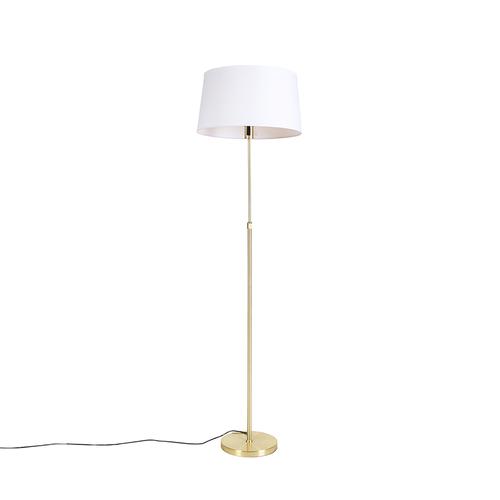 Stehlampe Gold / Messing mit Leinenschirm weiÃŸ 45 cm – Parte