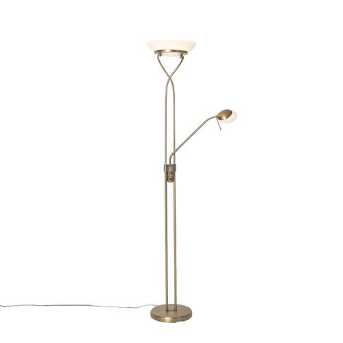 Stehlampe Bronze inkl. LED und Dimmer mit Leselampe - Empoli
