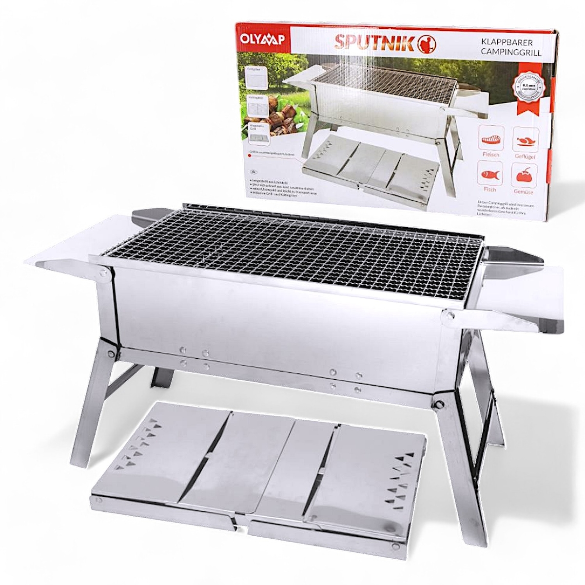 Olymp Handels GmbH Mangal Edelstahl Schaschlik Grill Sputnik Klappbarer Campinggrill Image