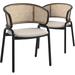 Ervilla Velvet Dining Chair with Wicker Back, Set of 2 by LeisureMod