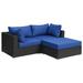 Poundex Furntiure Wicker-Fabric Outdoor Loveseat-Ottoman 3-Pc