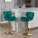 Upholstered Velvet Counter Height Swivel Bar Stools, Set of 2