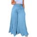 Womens Full Length Pants Clearance Wide Leg Pants High Waist Bib Pants Coverall With Pockets Chiffon Ruffled Baseball Pants Mens Blue Xxl