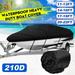 Trailerable Boat Cover 210D Heavy Duty Waterproof Marine Grade UV Resistant ï¼ŒWaterproof and Sunscreen Heavy Duty Trailerable Boat Cover With Storage Bag Fits V-hull Boats 14-16 Ft