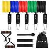 Lixada 11pcs Workout Resistance Bands Set with 5 Exercise Tube Bands Loop Bands Cushioned Handles Jump Rope Door Anchor Ankle Straps Cooling Towel with Carry Bag for Home Gym Travel