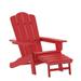 Flash Furniture Halifax HDPE Adirondack Chair with Cup Holder and Pull Out Ottoman All-Weather HDPE Indoor/Outdoor Lounge Chair in Red Set of 2