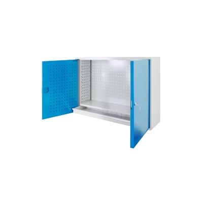 PROREGAL Werkzeugwandschrank mit 2 Türen + 1 Fachboden + 1 Schublade | HxBxT 75,5x105x31cm | Lichtgrau/Lichtblau