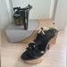 Coach Shoes | Coach Jeanna Platform Wood Heel Black Patent Flowers- Women 7.5 | Color: Black | Size: 7.5