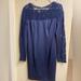 Jessica Simpson Dresses | Navy Blue Dress. Long Sleeve With Beautiful Floral Lace Sleeves. | Color: Blue | Size: 6