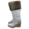 Coach Shoes | Coach Fur Trimmed White Nylon Wedge Y2k Lace Up Snow Boots | Color: Tan/White | Size: 10
