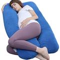 AS AWESLING Pregnancy Pillow, U Shaped Full Body Pillow, Nursing, Support and Maternity Pillow for Pregnant Women with Removable Velour Cover (Blue)